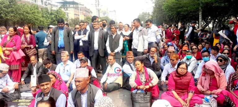 नयाँबानेश्वरमा शिक्षकहरूको प्रदर्शनको झलक