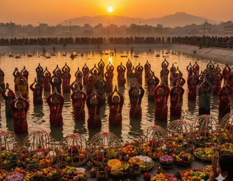 उदाउँदो सूर्यलाई अर्घ्य दिँदै छठपर्व सम्पन्न